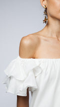 Cotton Ruffle Off The Shoulder Dress